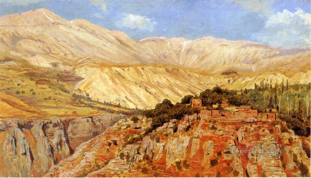 Aldea en las montañas del Atlas Marruecos Indio Egipcio Persa Edwin Lord Weeks Pintura al óleo